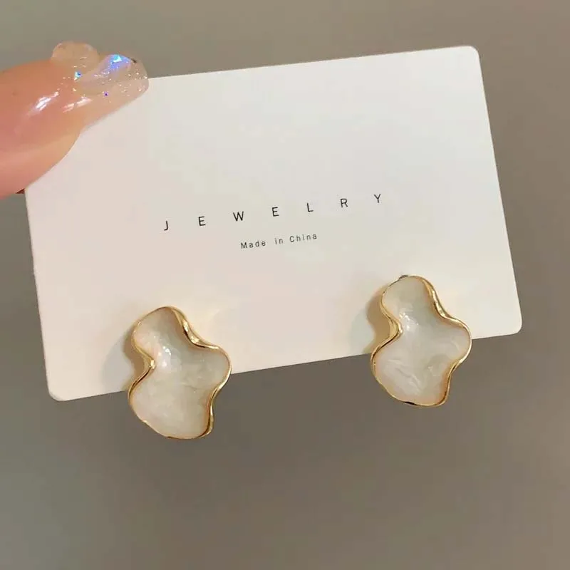 Women'S Fashion Earrings - White Color Cloud Irregular Stud Earring