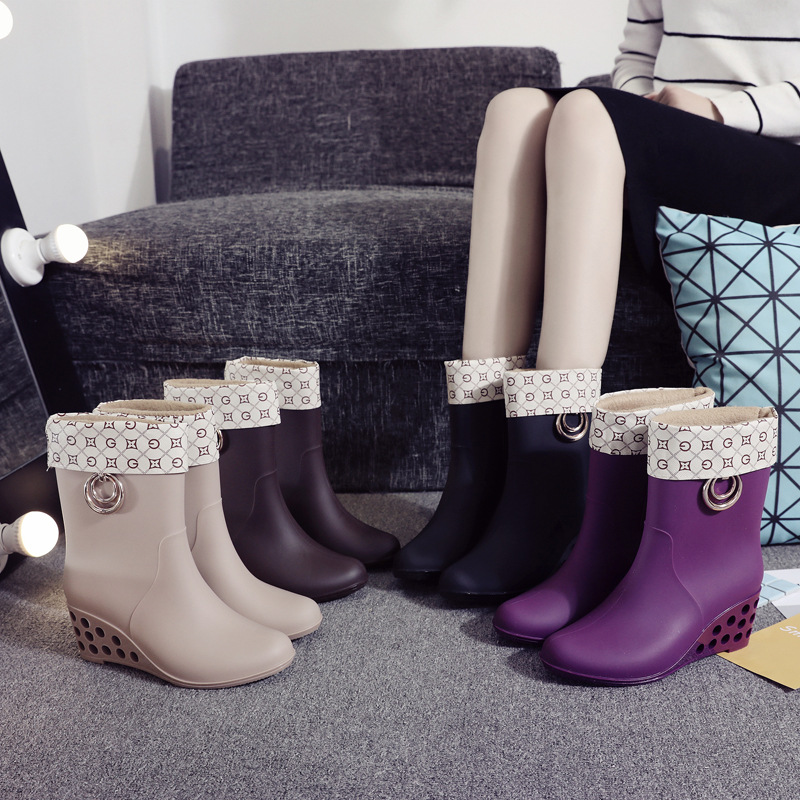 Women'S Fashion Korea - Korean Style Wedges Mid Tube Rain