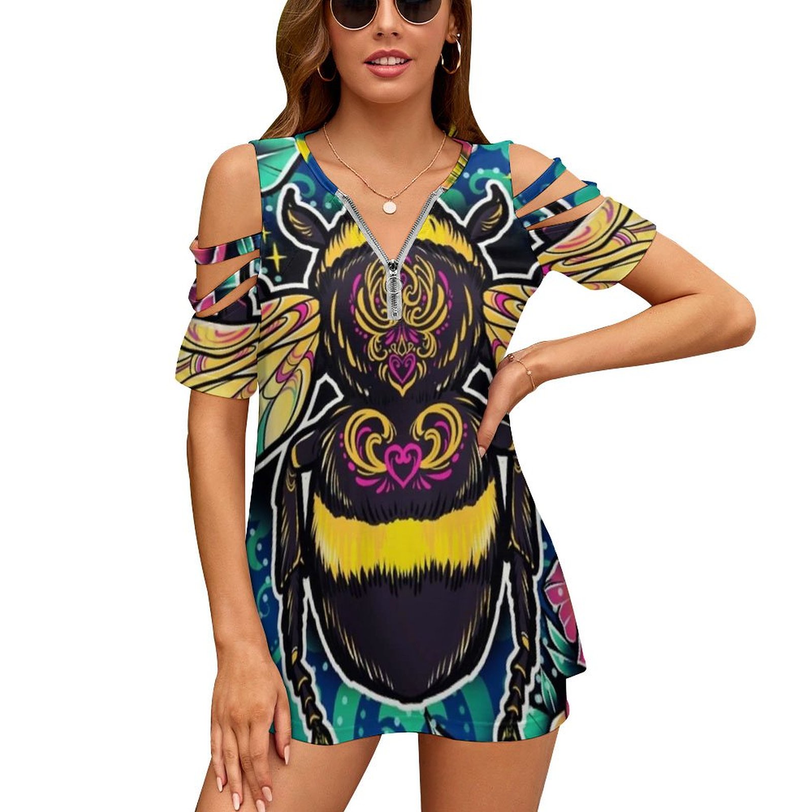 Women Fashion Vector - New Fashion Zip Off Shoulder Top