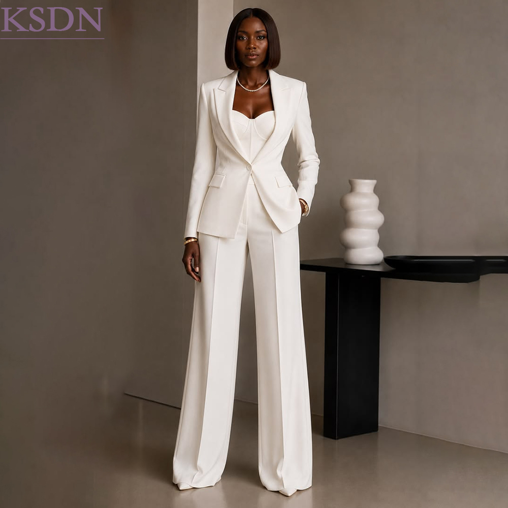 Women'S Fashion Blazer - Luxury White Women's Suits Fashion Designer