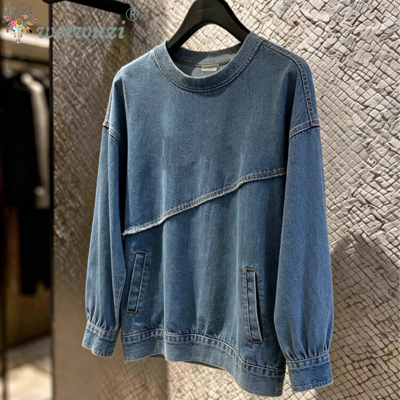 Women'S Fashion Long Coat - Women Denim Jacket Irregular Cut Jean