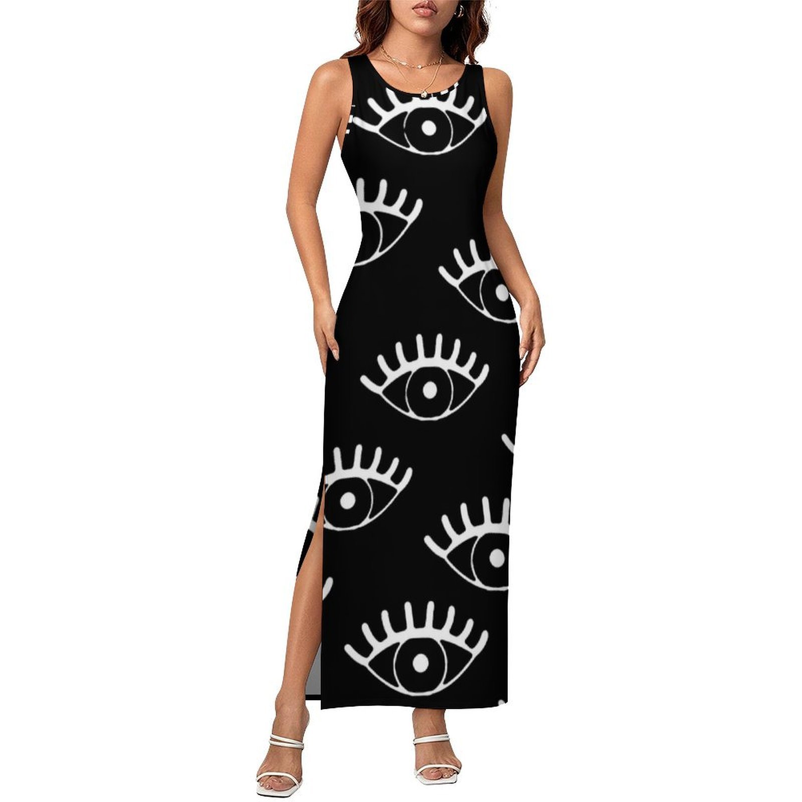 Women Fashion Vector - White Eyes Bodycon Dress Summer Funny