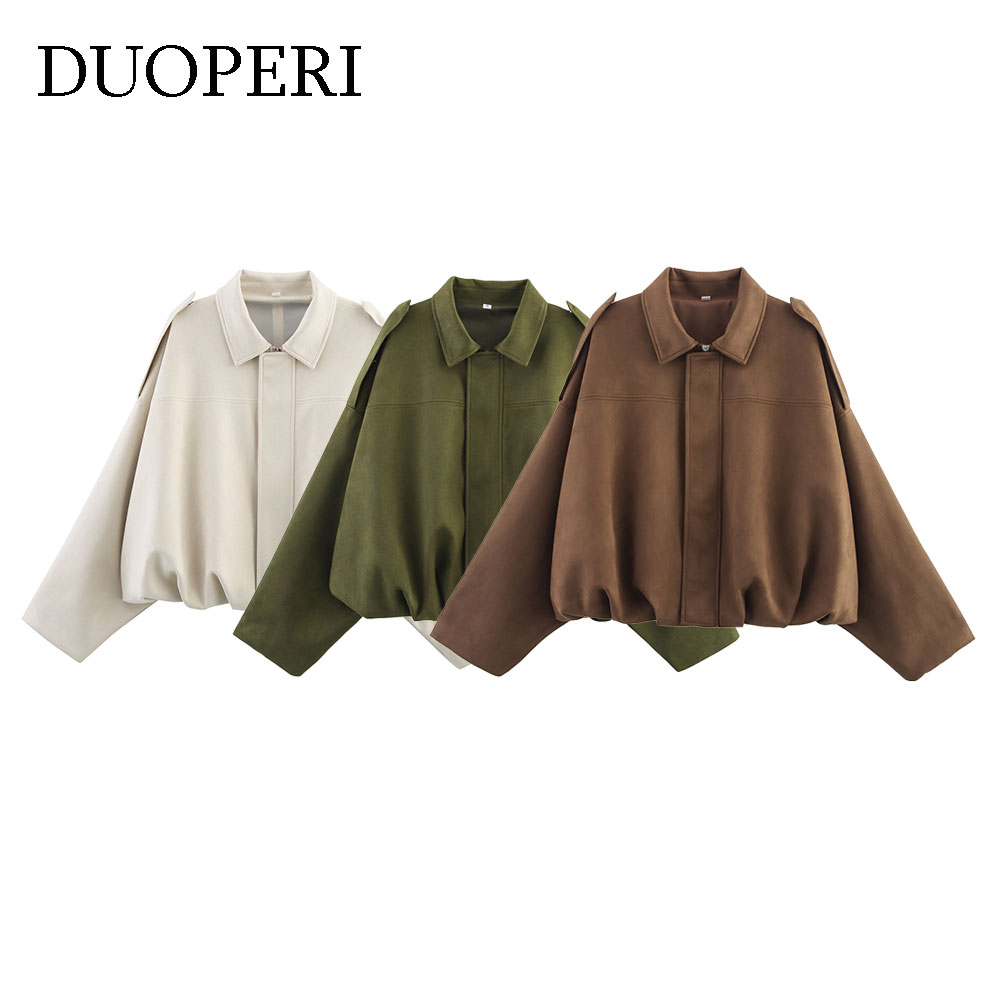 Women'S Fashion Bomber Jacket - DUOPERI Women Fashion Solid Front Zipper