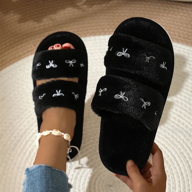 Fashion Bow Embroidery Fluffy  - đánh giá và giá Women'S Fashion Korea