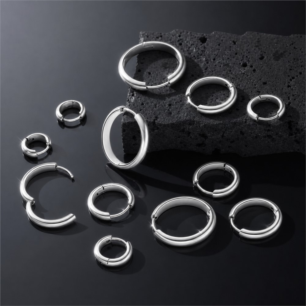 4Pcs Stainless Steel Round Hoo - đánh giá và giá Women'S Fashion Earrings