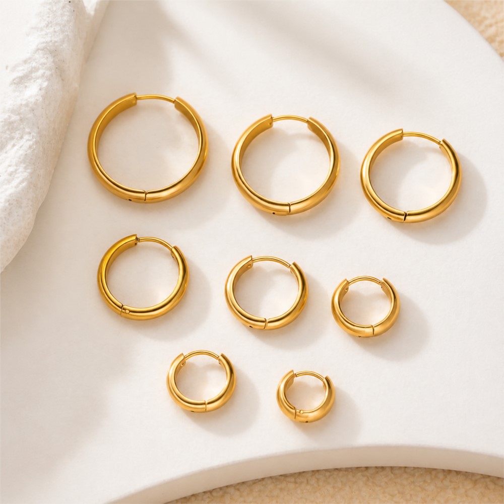 4Pcs Stainless Steel Round Hoo - đánh giá và giá Women'S Fashion Earrings
