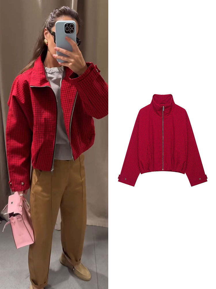 Autumn Women Plaid Bomber Jack - đánh giá và giá Women'S Fashion Bomber Jacket