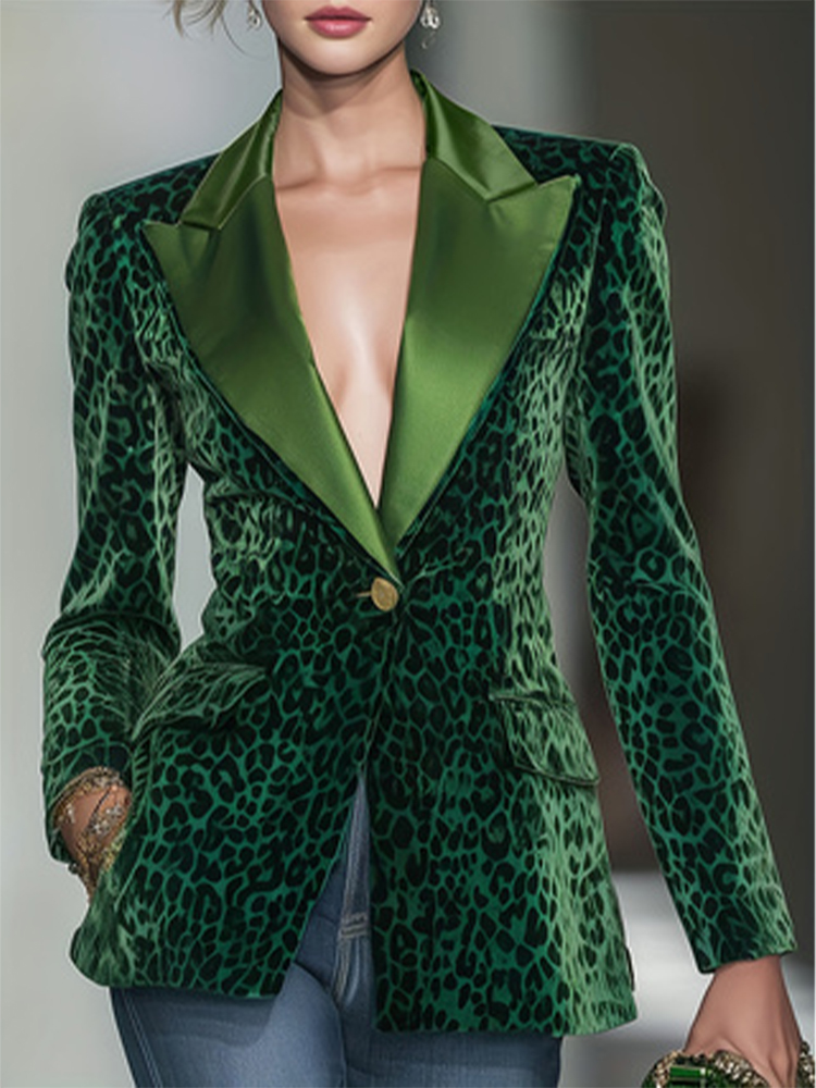 Fashion Women Leopard Print Sl - đánh giá và giá Velvet Blazer Women