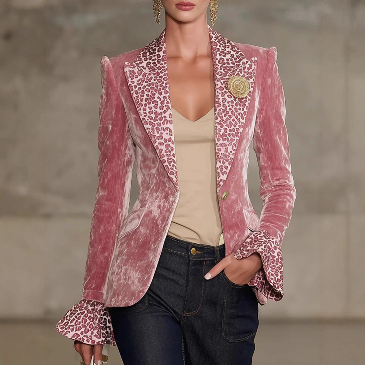 Women Velvet Blazer Leopard Pr - đánh giá và giá Velvet Blazer Women