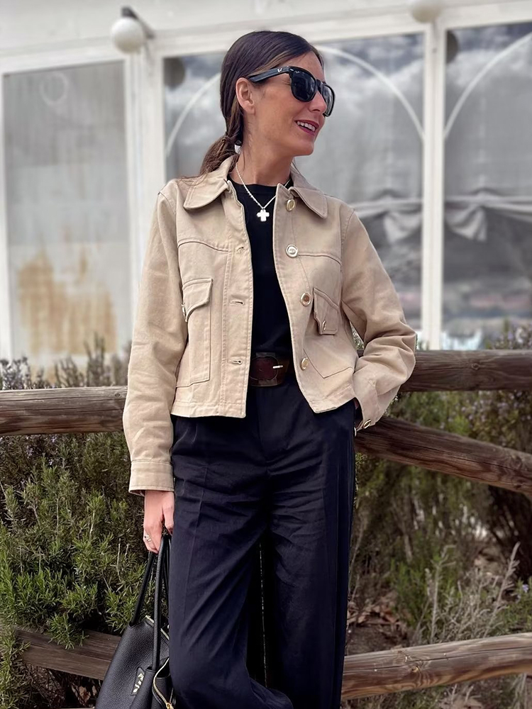 Y2K Girls Khaki Short Bomber J - đánh giá và giá Women'S Fashion Bomber Jacket