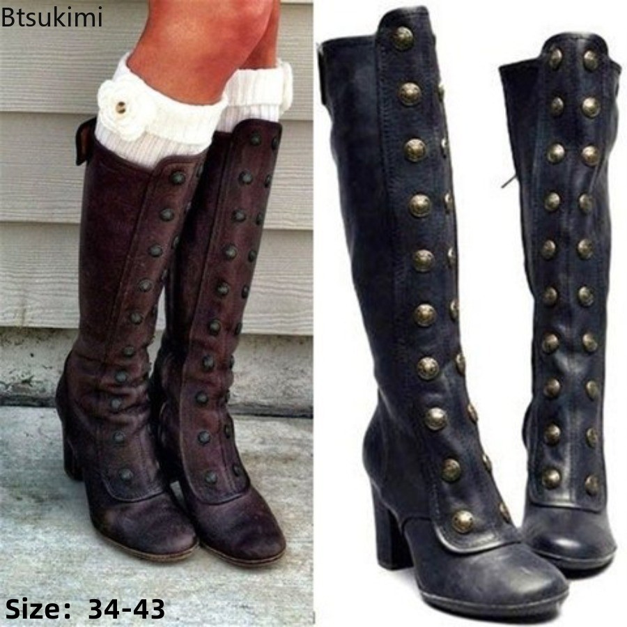 Retro Black Fashion Rivet Deco - đánh giá và giá Winter Fashion Women Boots