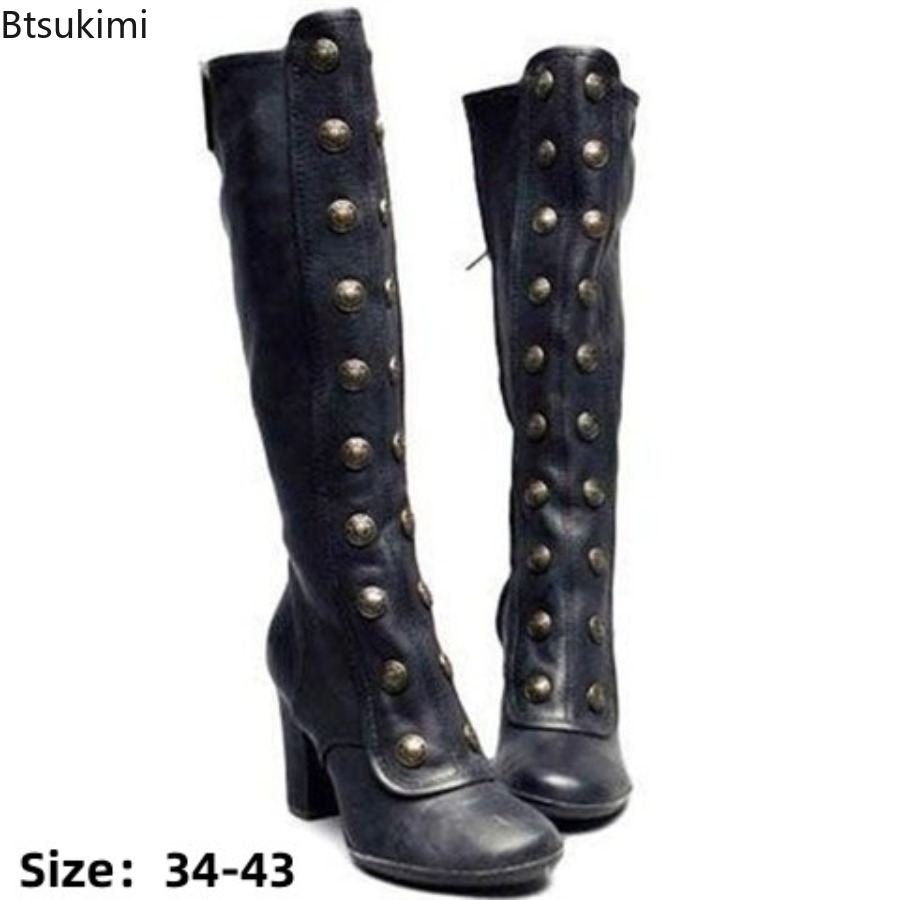 Retro Black Fashion Rivet Deco - đánh giá và giá Winter Fashion Women Boots