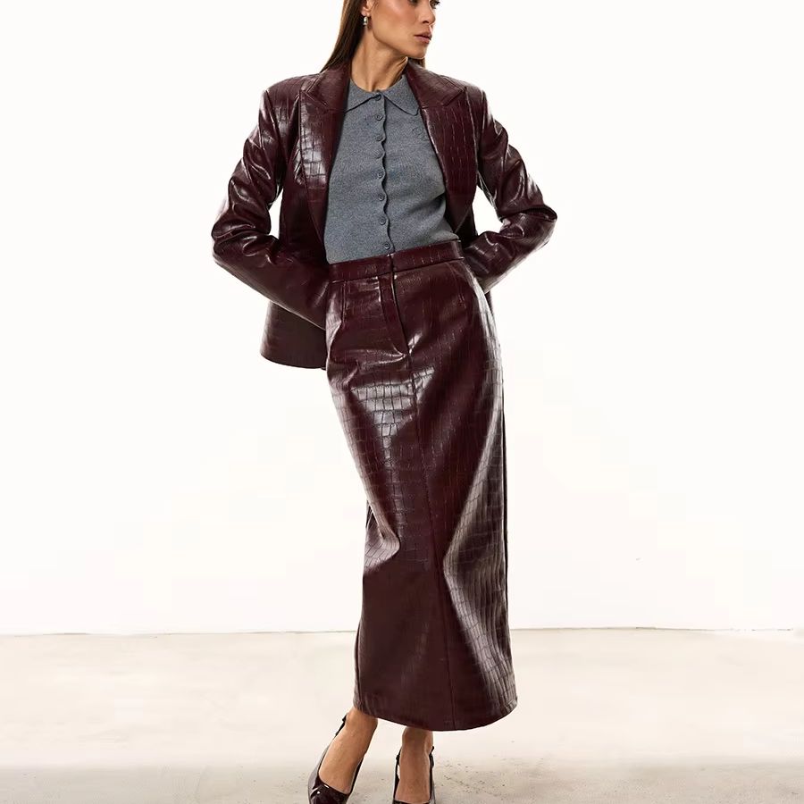 IG Women Burgundy Croc Faux Le - đánh giá và giá Women'S Fashion Blazer