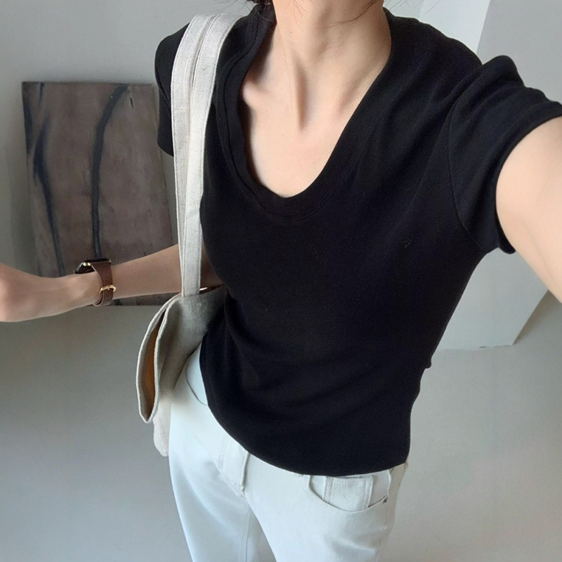 U-Neck Shoulder Short Sleeve T - đánh giá và giá Women Fashion Blouse