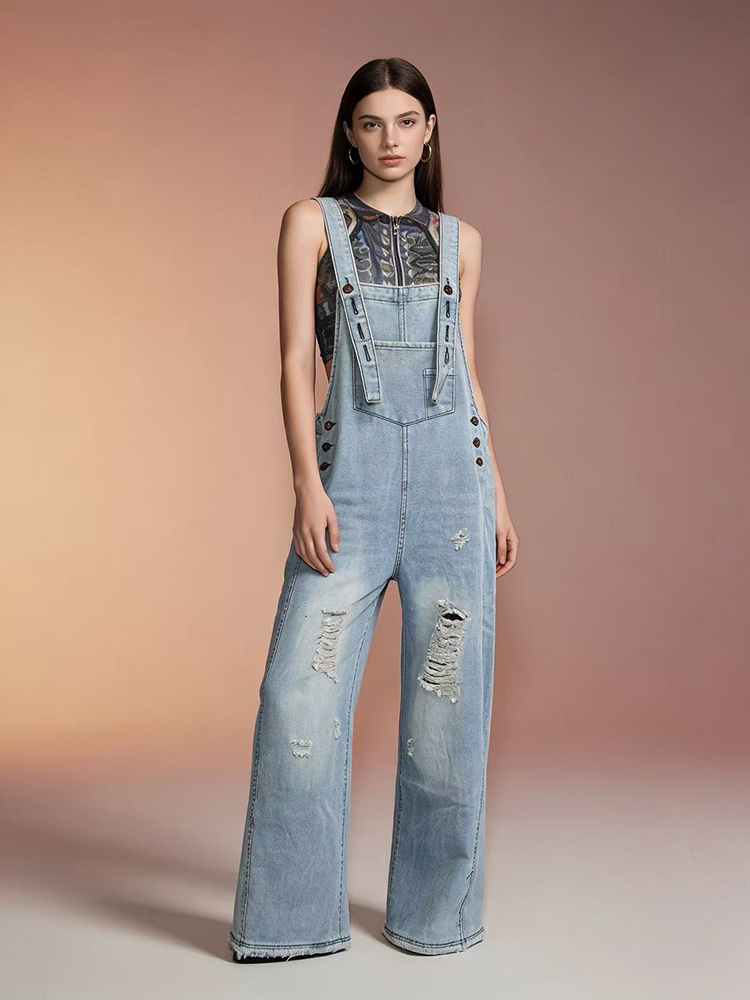 Fashion Retro Ripped Hole Deni - đánh giá và giá Women'S Fashion Overalls