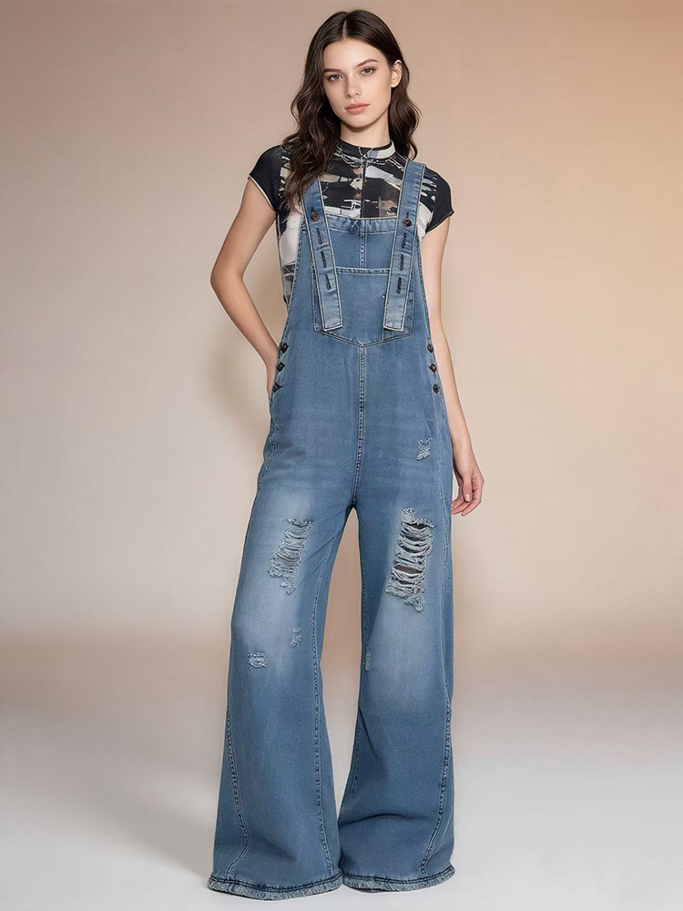 Fashion Retro Ripped Hole Deni - đánh giá và giá Women'S Fashion Overalls