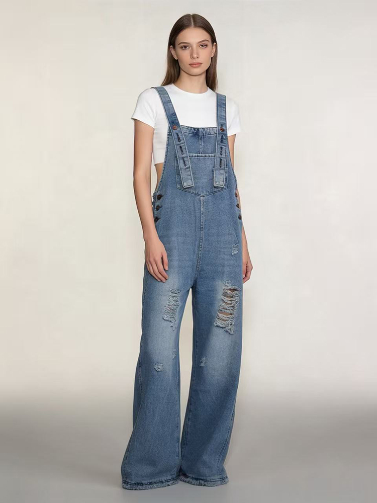 Fashion Retro Ripped Hole Deni - đánh giá và giá Women'S Fashion Overalls