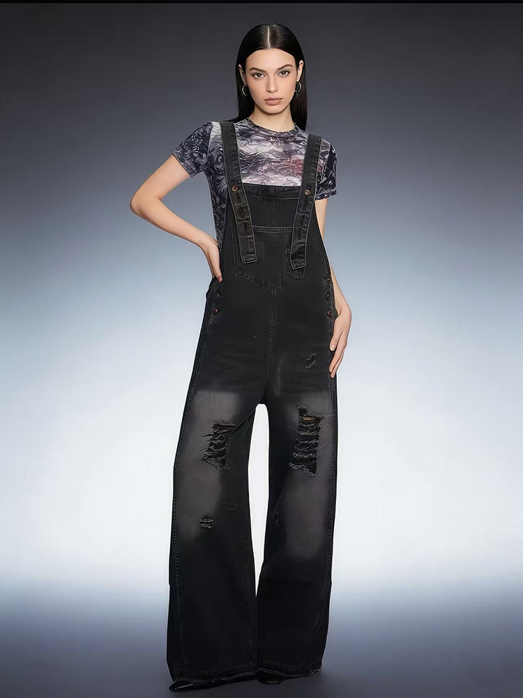 Fashion Retro Ripped Hole Deni - đánh giá và giá Women'S Fashion Overalls