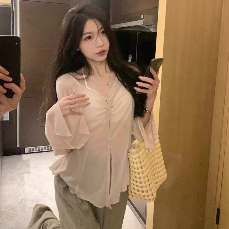 Sheer Flare Sleeve Blouse - Y2 - đánh giá và giá Women Fashion Blouse
