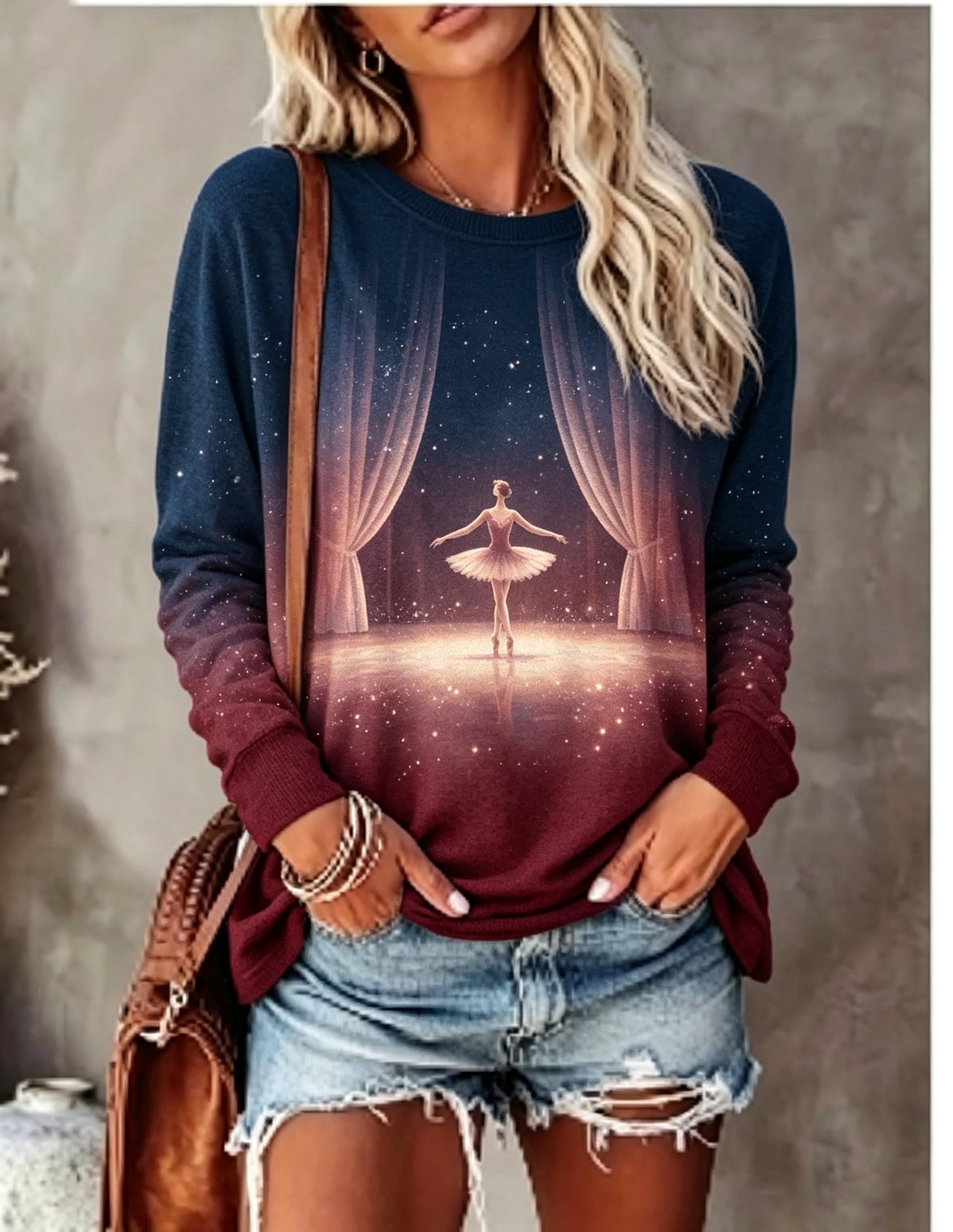 Women Long Sleeve T‑Shirt Ball - đánh giá và giá Women Fashion Styles