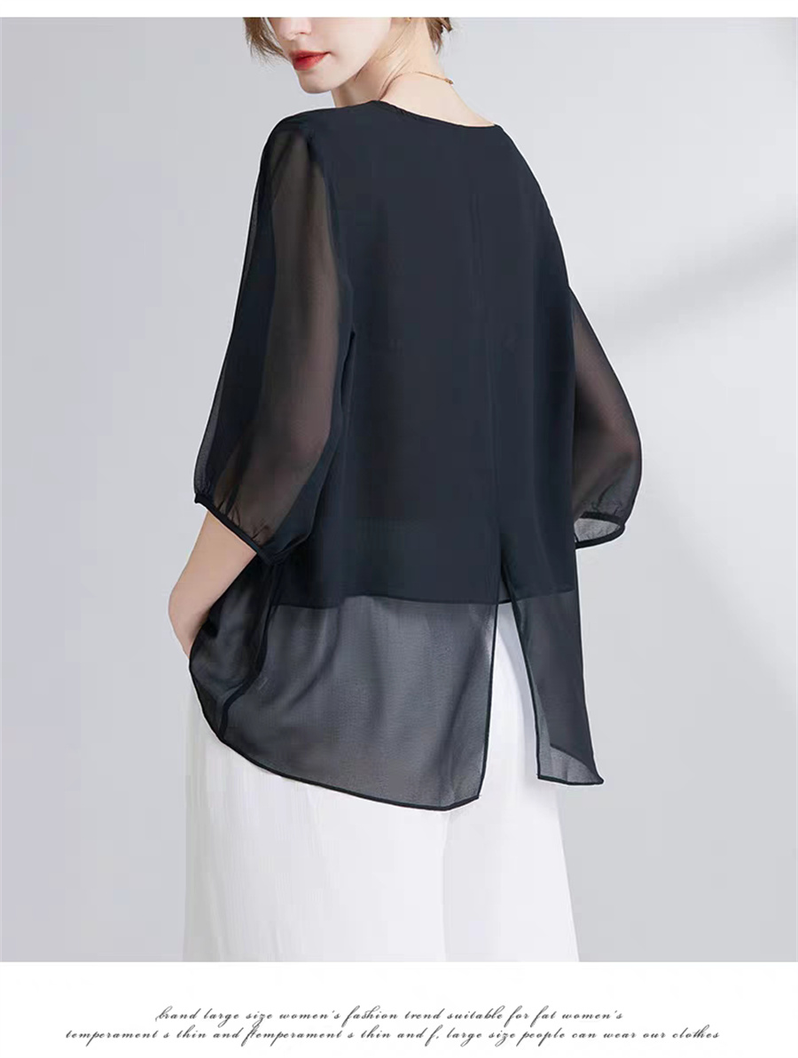 Korean Style Chiffon Plus-Size - đánh giá và giá Women Fashion Blouse