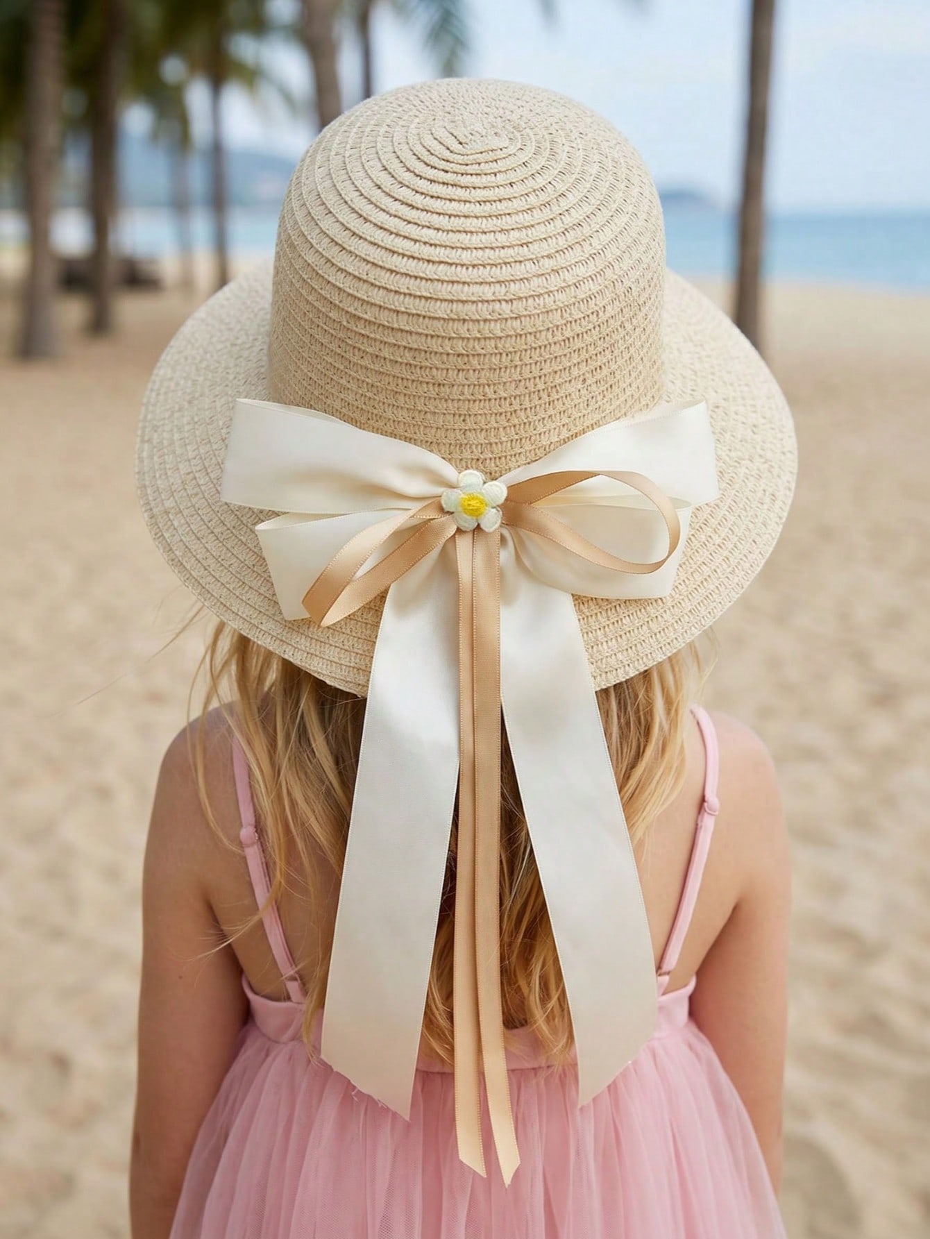 1Pc 3-8Y Girls Coffee Bow Stra - đánh giá và giá Straw Hat Summer